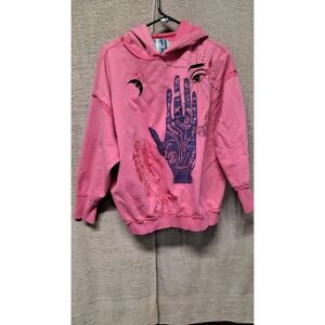 Urban Outfitters PinkPalmistry Graphic Hoodie Celestial Moon Eye Sweatshirt M B2
